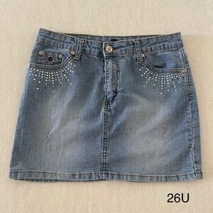 Judy Blue Rhinestone Denim Jean‎ Mini Skirt Made In USA Size Small